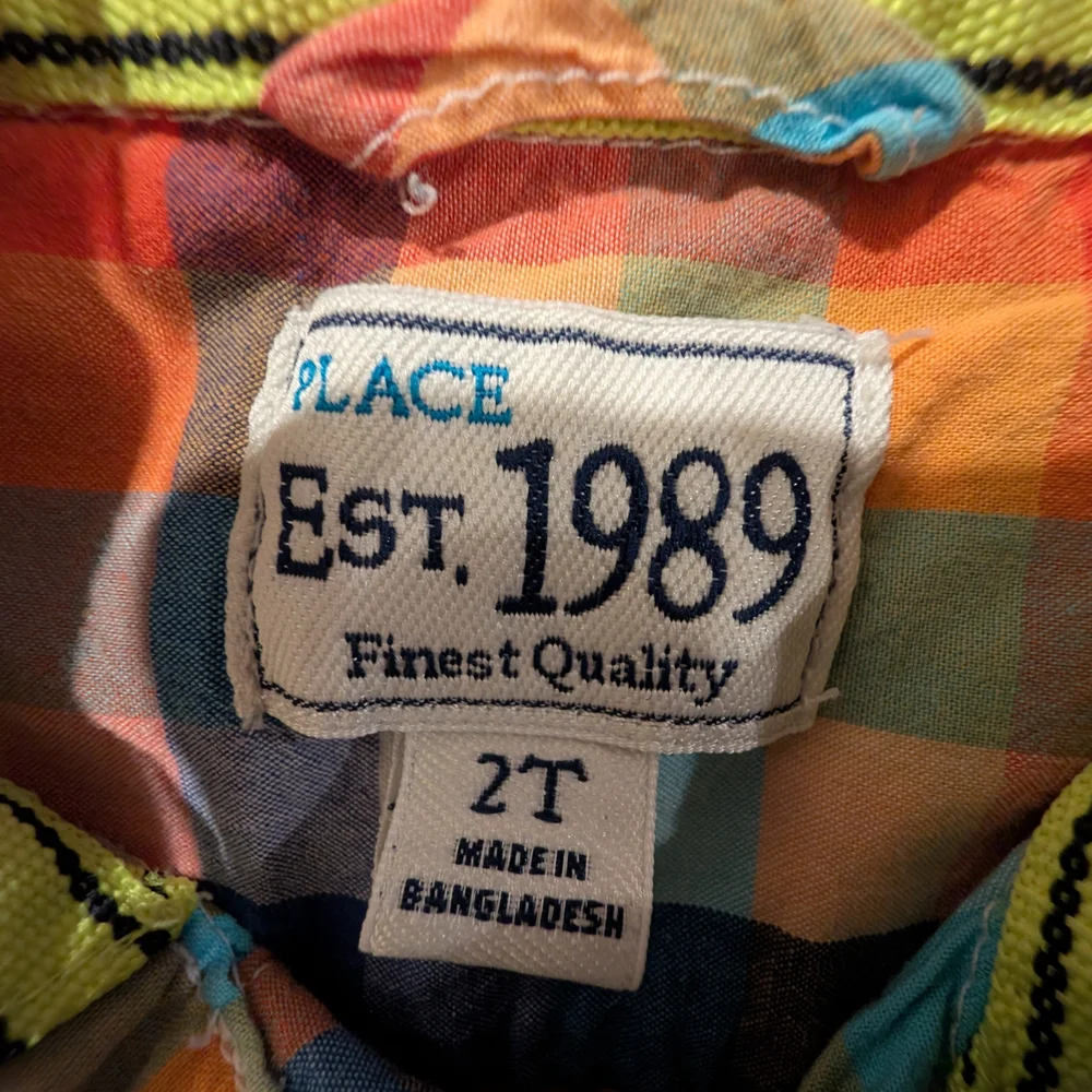 The Children's Place 2T Plaid Button Down Shirts - Orange, Blue, Green